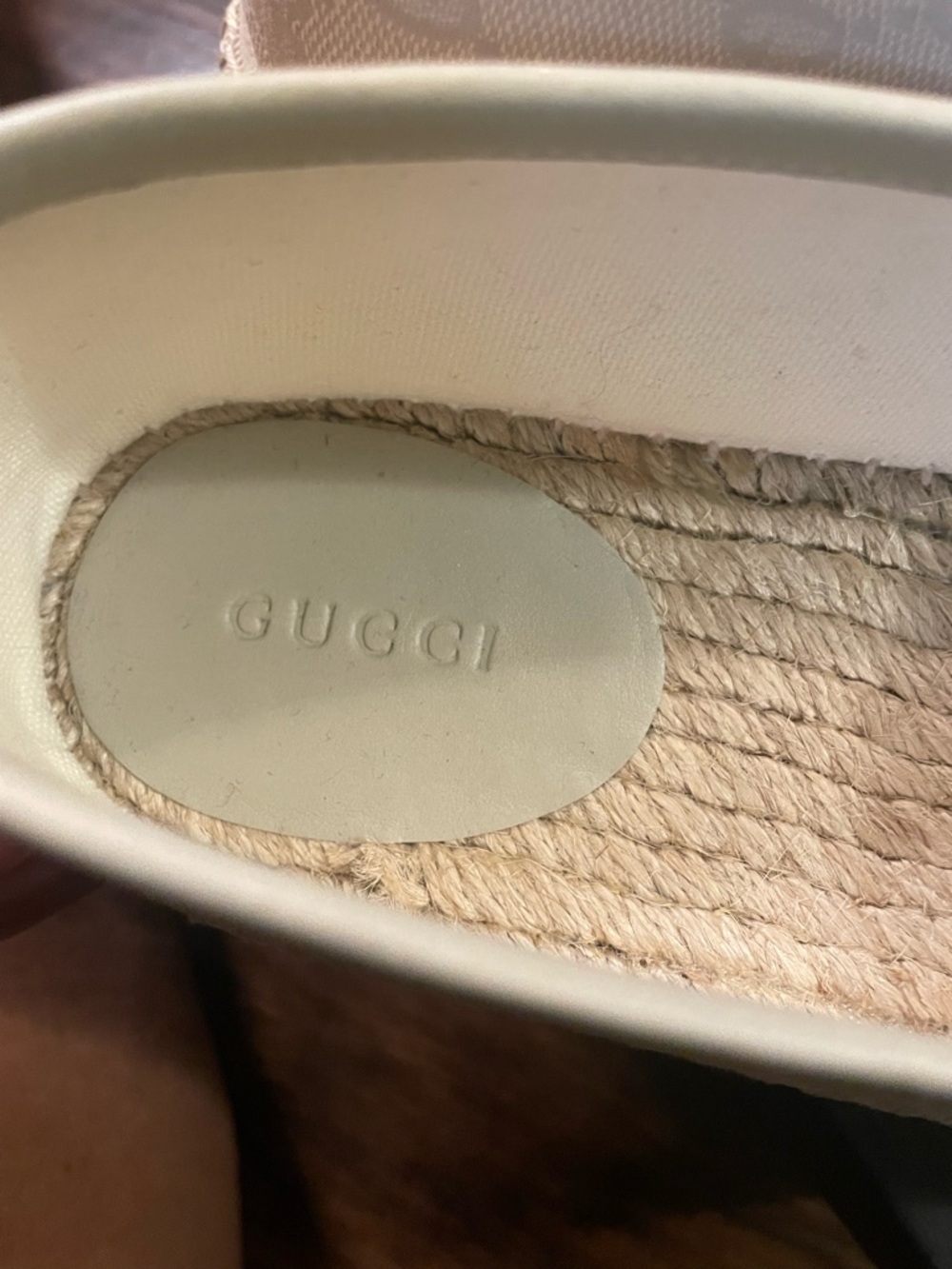 Gucci Cream Leather Insole with Natural Braided Rope - Picture 6 of 10